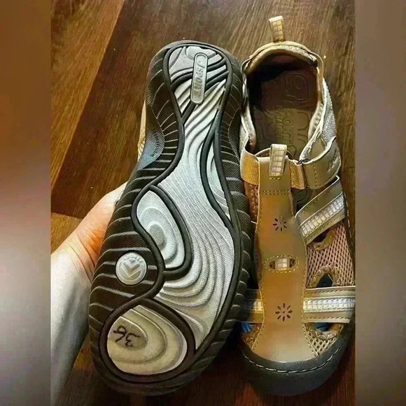 Jsport by Jambu Gray Sandals w/light blue and white size 10M - Picture 4 of 7